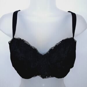 Soma Embraceable Balconette Bra 40DD Lace Black Underwire Sexy Romantic